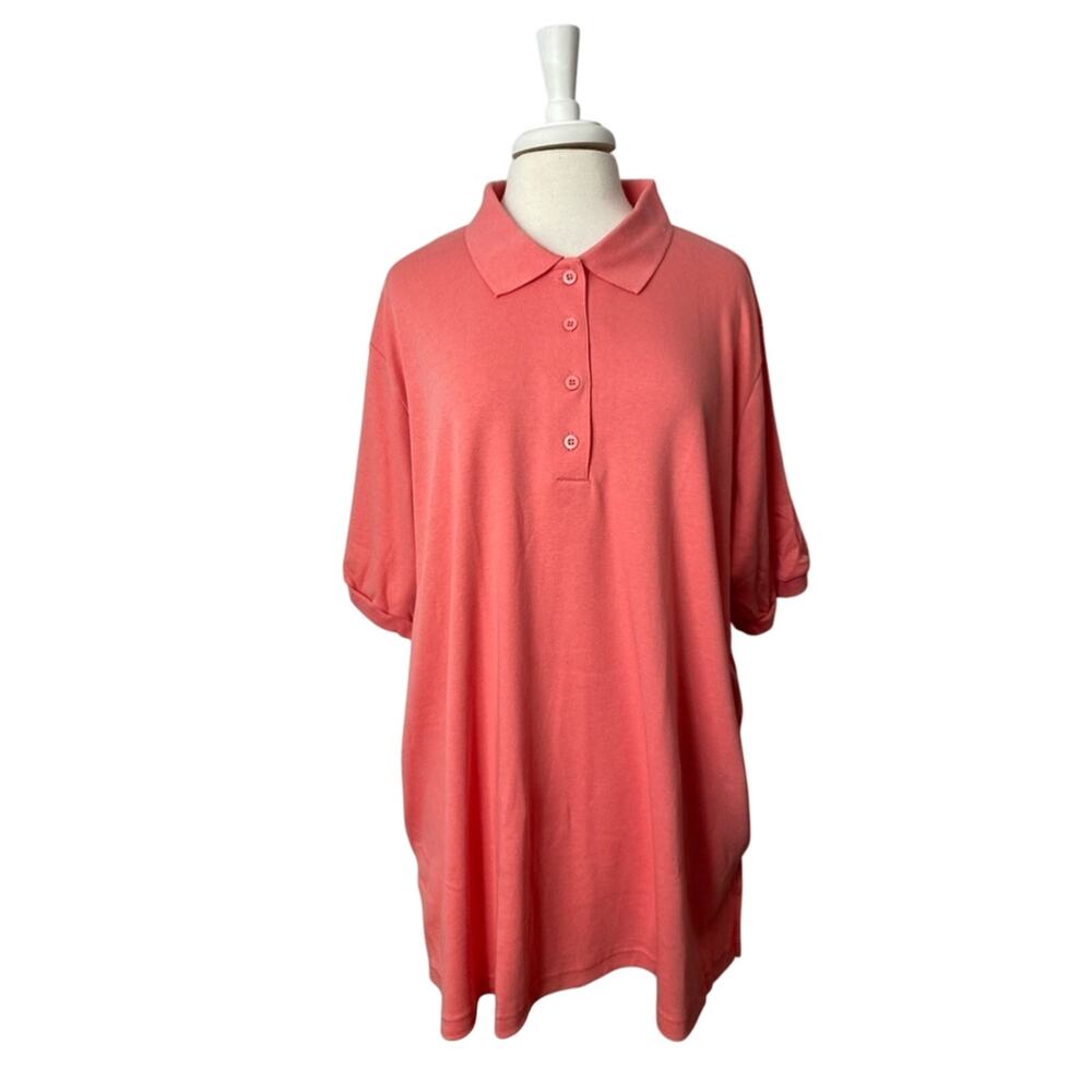 Woman Within NWOT Preppy Spring Coral Women's Plus Size Perfect Polo‎ Tunic 2X